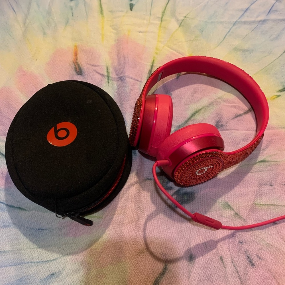 Beats earphones. Custom made on etsy.com. Pink great condition.